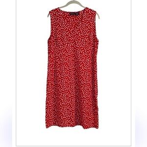 George Vintage Retro Red & White Polka Dot Linen Blend Cottagecore Dress XL